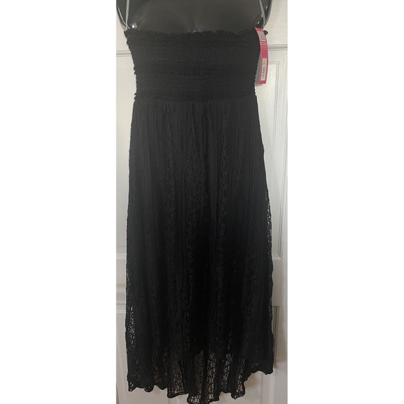 Xhilaration Dresses & Skirts - NWT‎ Xhilaration Black Lace Strapless Maxi Dress Size S Smocked High Low Boho